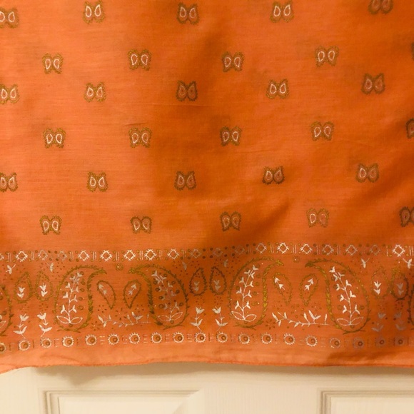 #026. Beautiful orange scarf with parsley printπ§£ - Picture 12 of 12